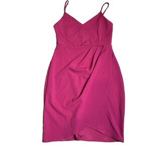 Lulus Asymmetrical Mini‎ Dress Rust Color Spaghetti Straps Size Large